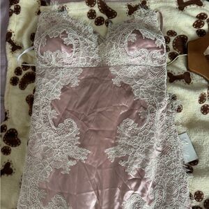 Lulu’s Light Pink Lace Gown